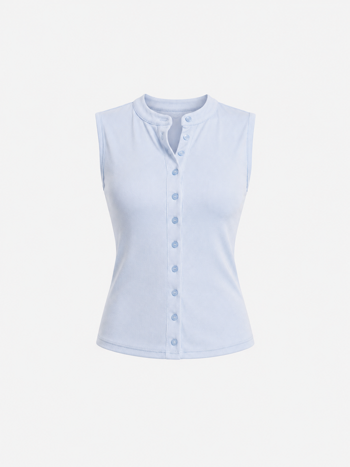 Soft Touch Button Top Pastel Blue | SEISHIKI STUDIO