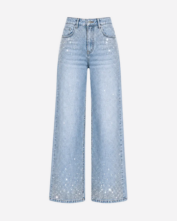 Stretchy Bootcut Medium Wash High Waist Jeans with Sparkles – Curvy Fit – Inseam 80cm | SEISHIKI STUDIO