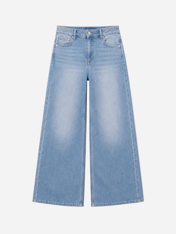 Inseam 79cm – Stretchy Mid Waist Light Wash Wide Leg Jeans – Curvy Fit | SEISHIKI STUDIO