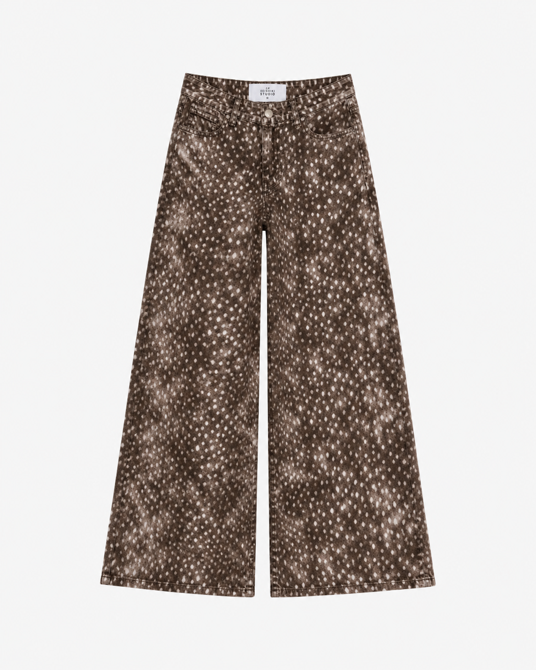 Limited Edition – Dark Doe Print & Red Patch Wide Leg Jeans – Curvy Fit – Inseam 79cm