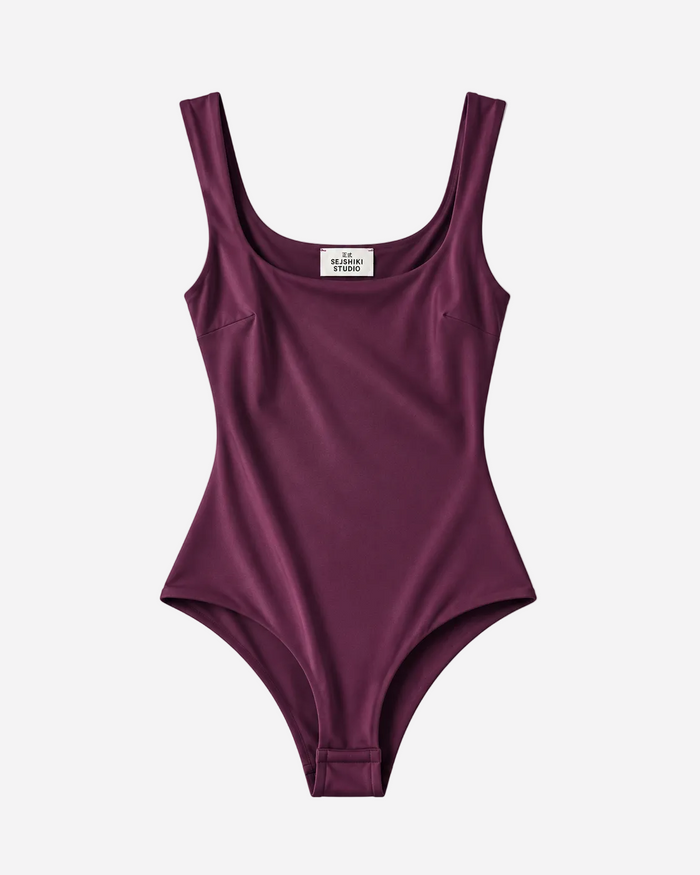 Double Lined Sleek Bodysuit Plum | SEISHIKI STUDIO