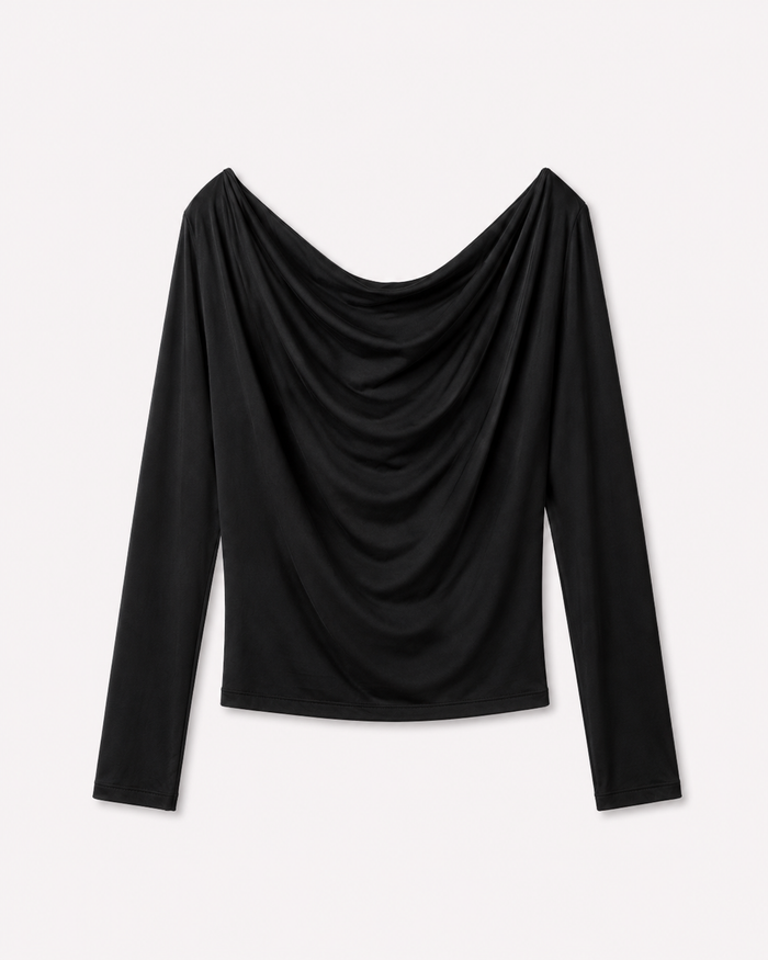 draped front basic top black | SEISHIKI STUDIO