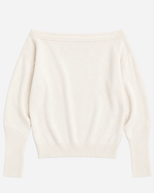 Relaxed Fit Wide Neck Sweater Cream