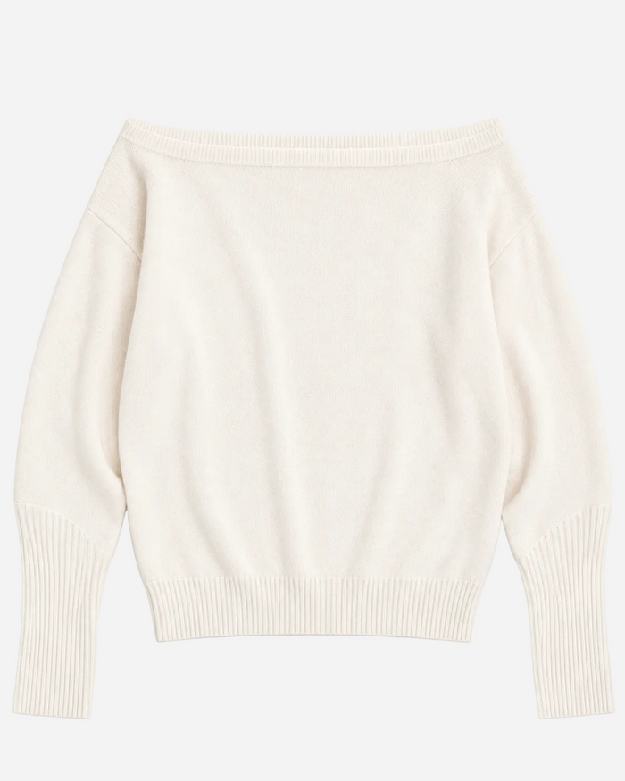 Relaxed Fit Wide Neck Sweater Cream | SEISHIKI STUDIO