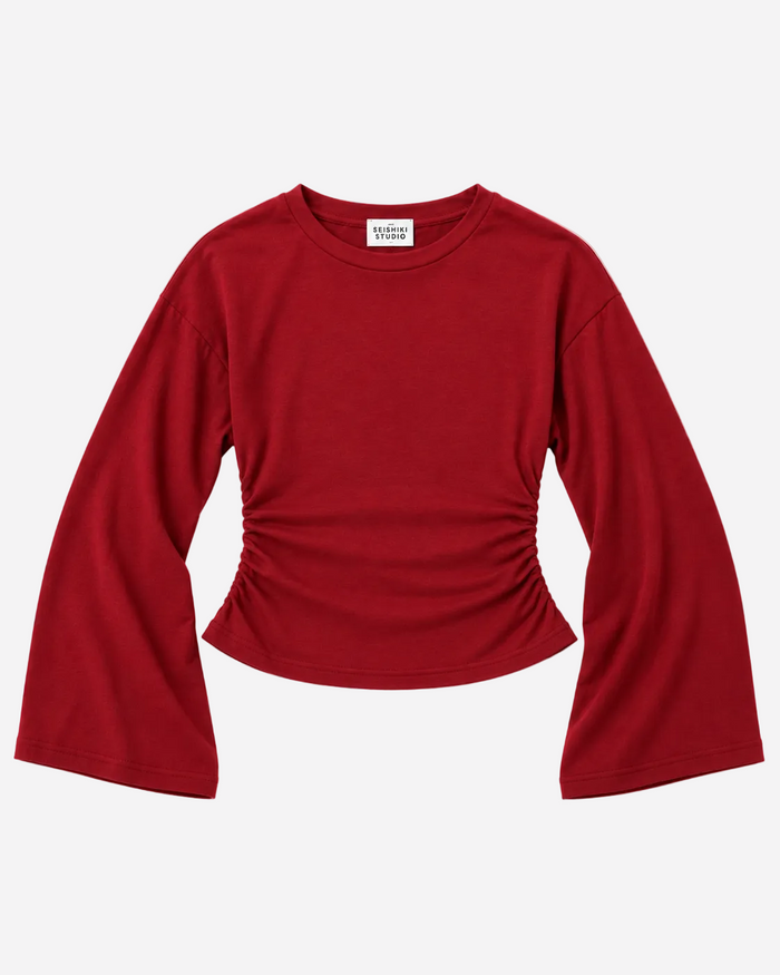 Sinched Waist Longsleeve T-Shirt Burgundy | SEISHIKI STUDIO