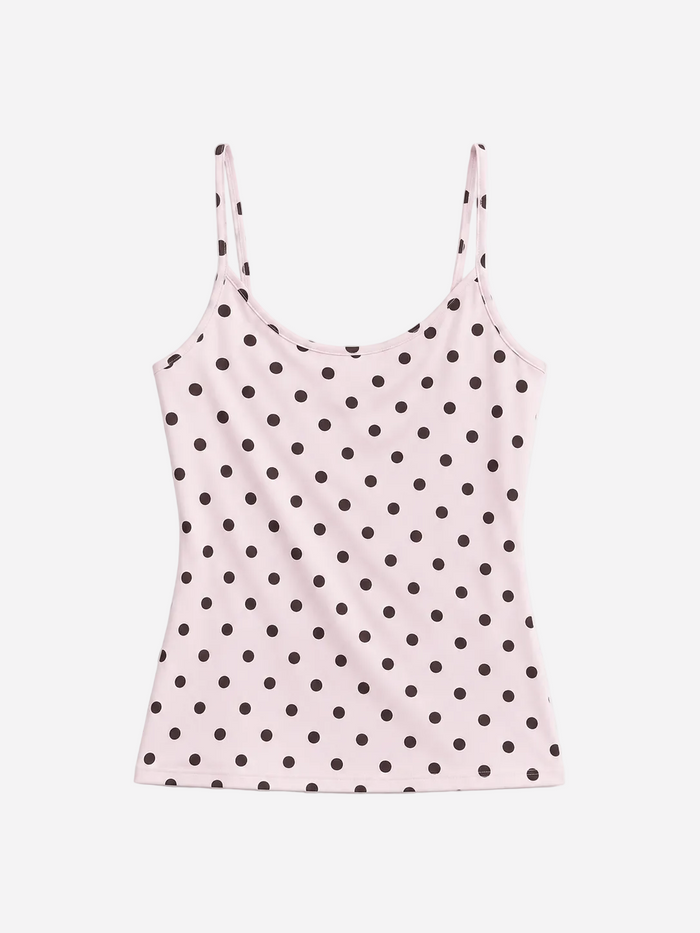 Polka Dot Stretchy Tank Top Pink | SEISHIKI STUDIO