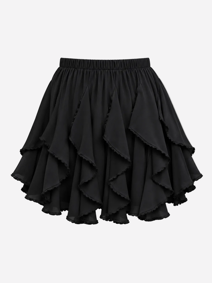 Stretchy Ruffle Skirt Black | SEISHIKI STUDIO