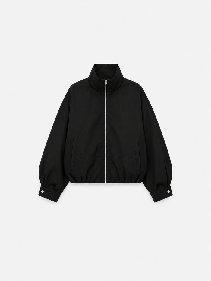 Cropped High Neck Oversized Windbreaker Jacket Black | SEISHIKI STUDIO