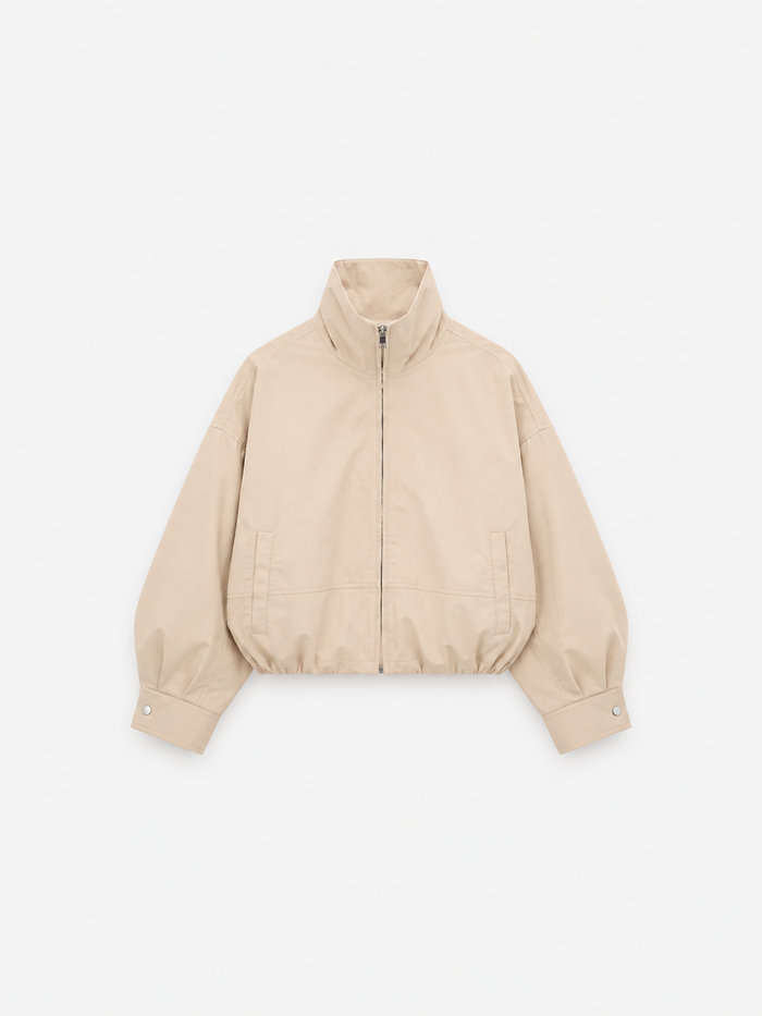 Cropped High Neck Oversized Windbreaker Jacket Beige | SEISHIKI STUDIO
