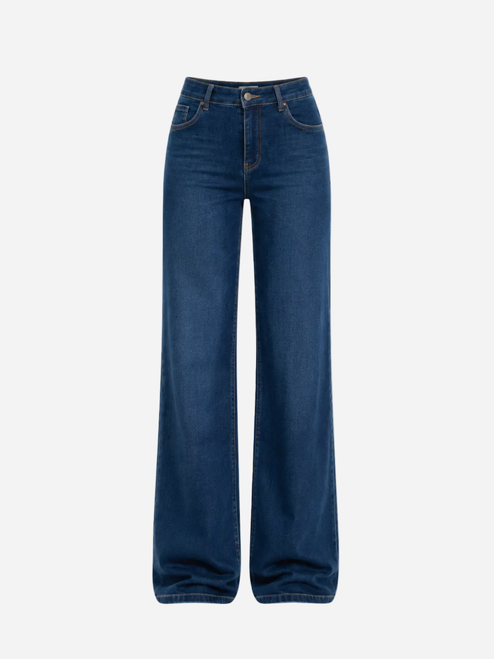 Stretchy Dark Blue Wide Leg Jeans – Curvy Fit – Tall – Inseam 86cm | SEISHIKI STUDIO