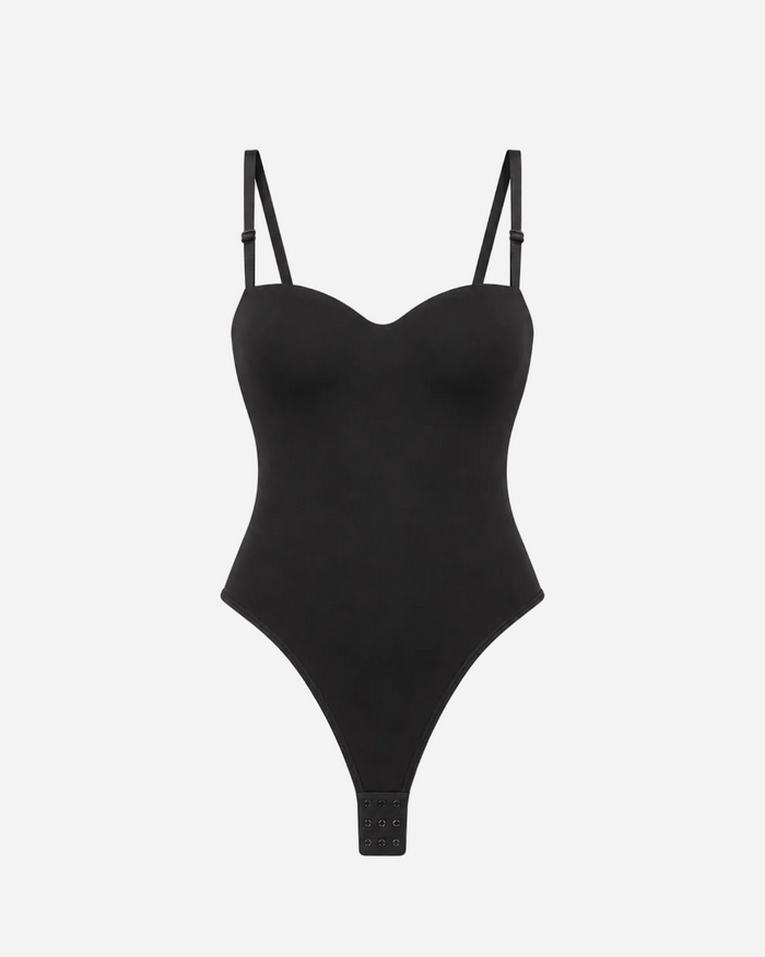 Sleek Bodysuit with Cups and Adjustable Straps Black | SEISHIKI STUDIO