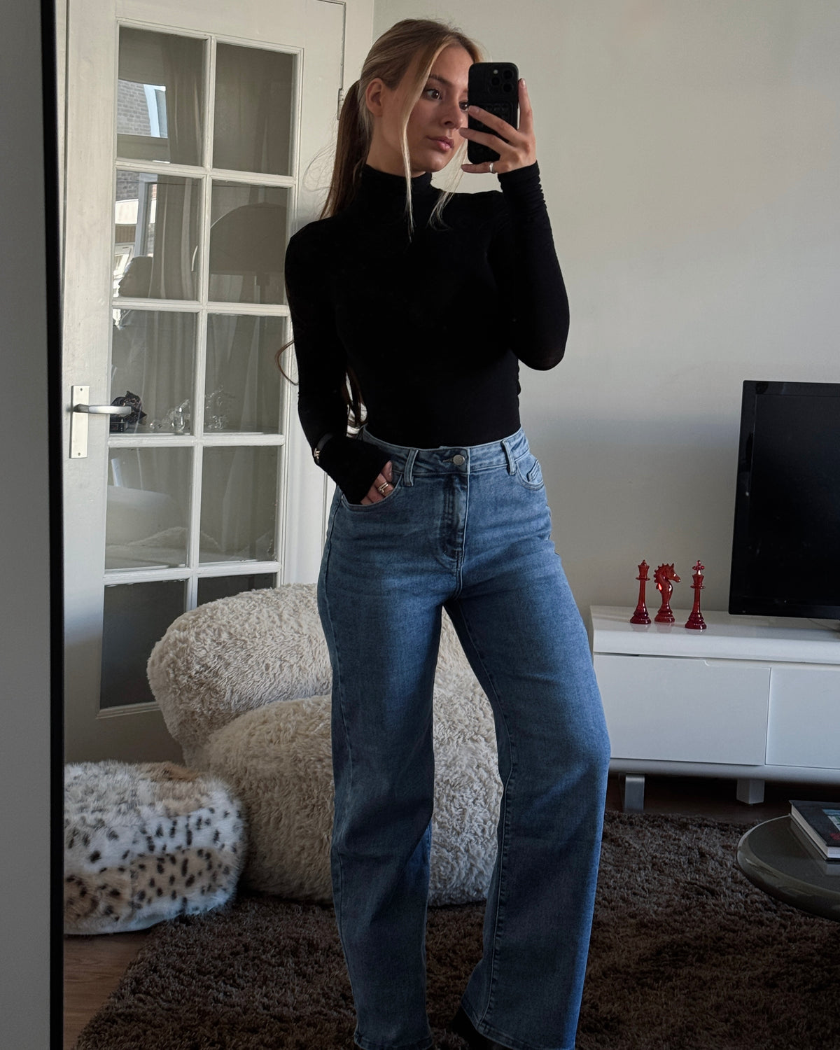 003 - THE SUPER STRETCHY WIDE LEG JEANS BLUE - INSEAM 79CM | SEISHIKI STUDIO