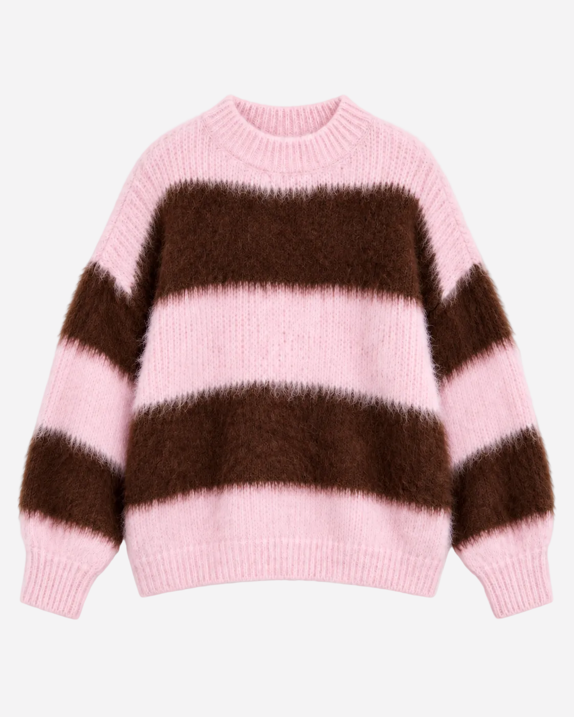 Fluffy Striped Sweater Pink and Brown | SEISHIKI STUDIO