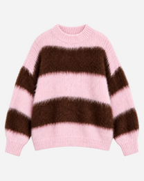 Fluffy Striped Sweater Pink and Brown | SEISHIKI STUDIO