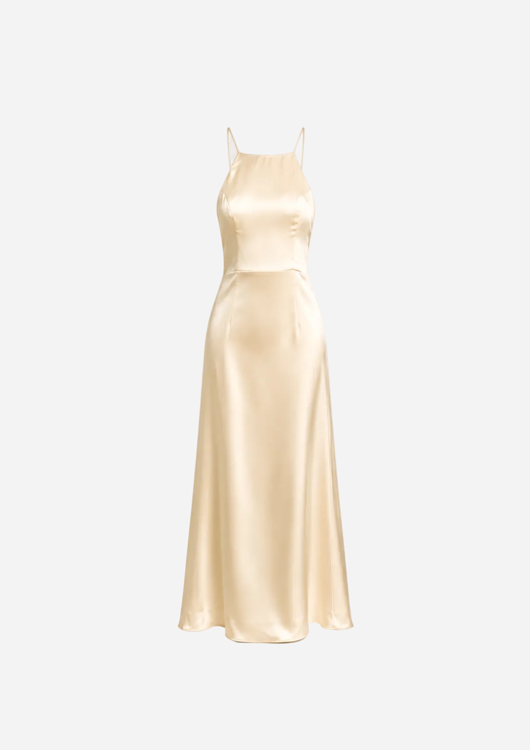 Silky halter neck dress cross straps butter yellow | SEISHIKI STUDIO