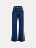 STRETCHY BLUE WIDE LEG JEANS WITH SPARKLE SIDE SEAM - 80CM | SEISHIKI STUDIO