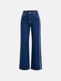 STRETCHY BLUE WIDE LEG JEANS WITH SPARKLE SIDE SEAM - 80CM | SEISHIKI STUDIO