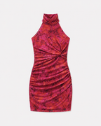 halter neck stretchy front knot dress pink | SEISHIKI STUDIO