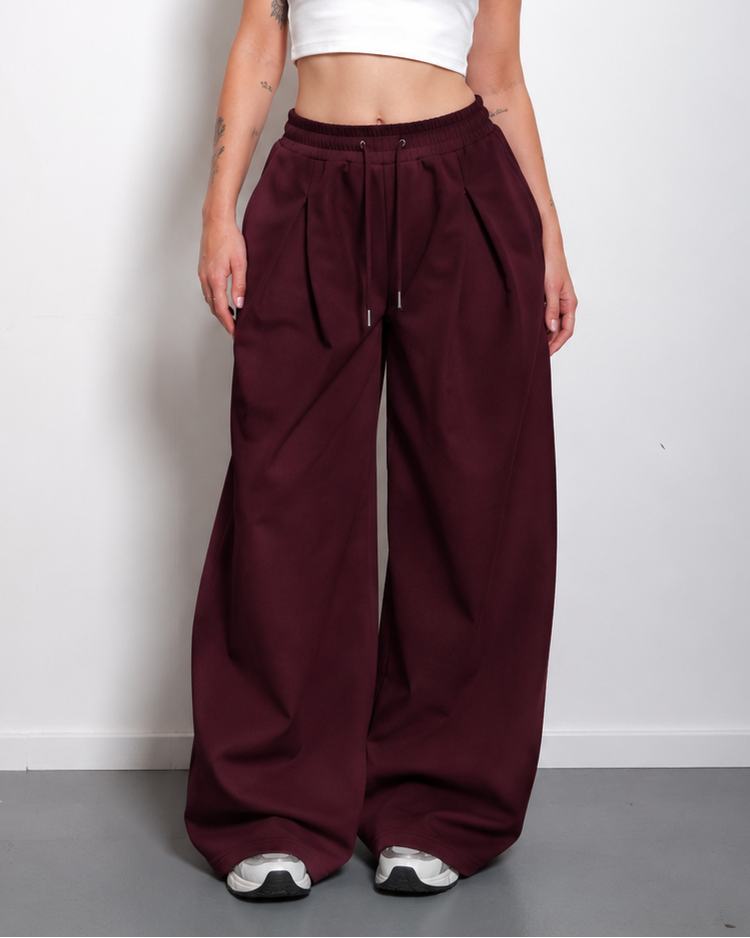 ULTRA STRETCH SEISHIKI STUDIO Relaxed Barrel Sweatpants BURGUNDY | SEISHIKI STUDIO