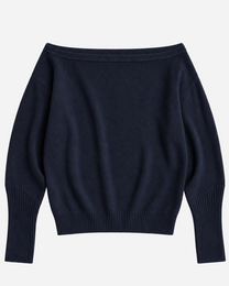 RELAXED FIT WIDE NECK SWEATER NAVY | SEISHIKI STUDIO