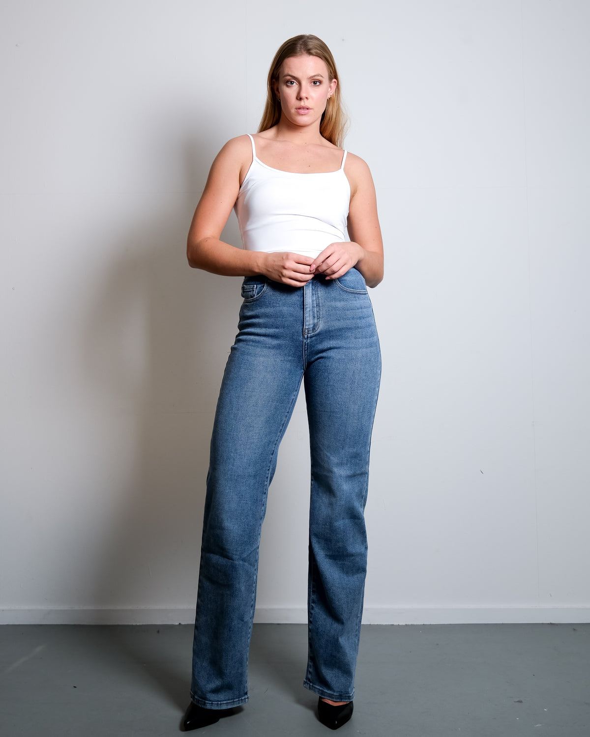 Super Stretchy Bootcut Jeans Blue, curvy fit, 90 cm inseam, tall – SEISHIKI STUDIO