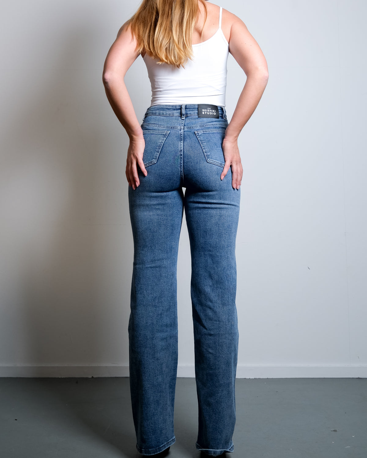 Super Stretchy Bootcut Jeans Blue, curvy fit, 90 cm inseam, tall – SEISHIKI STUDIO