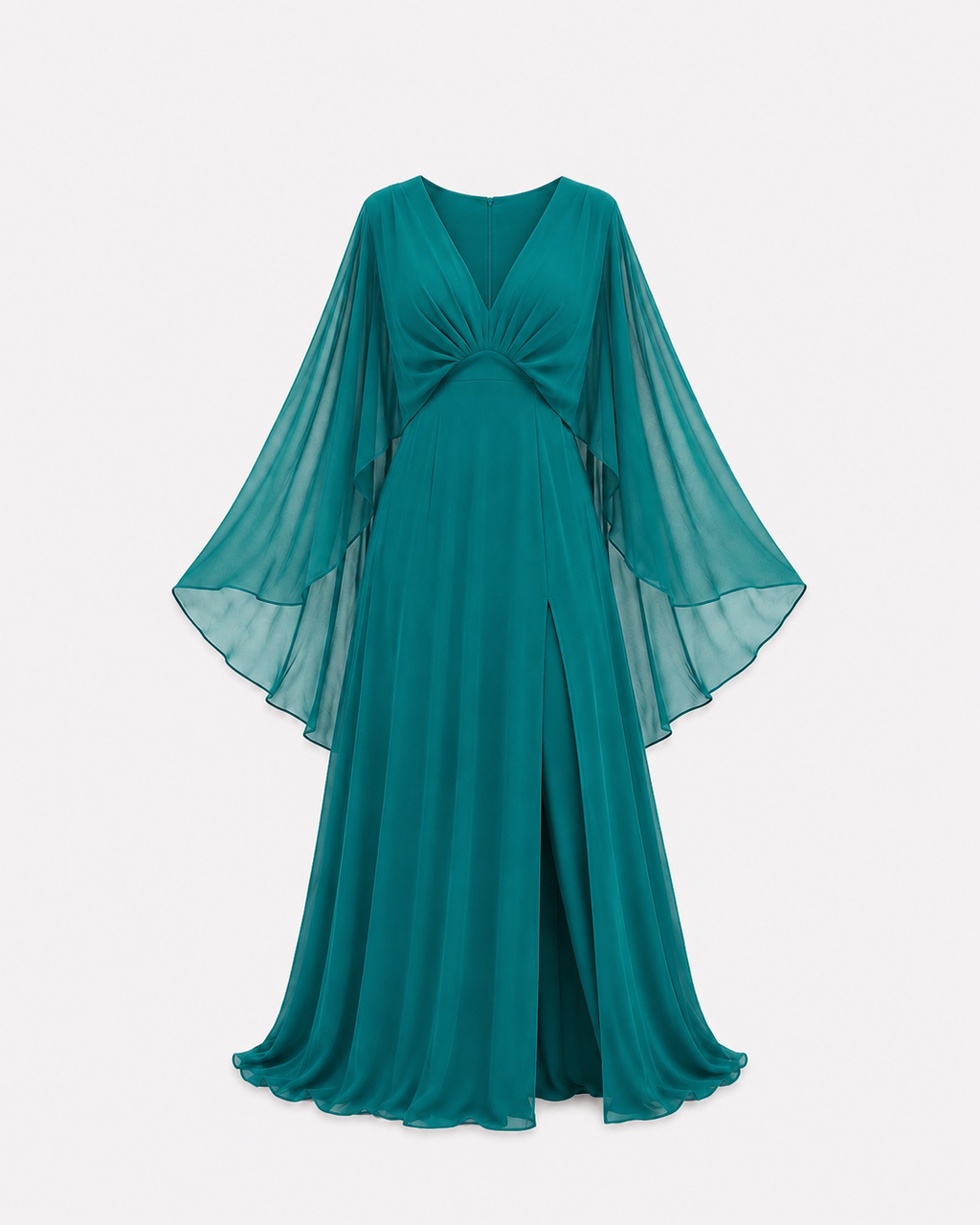 Curvy Cape Sleeve Maxi Dress Green | SEISHIKI STUDIO