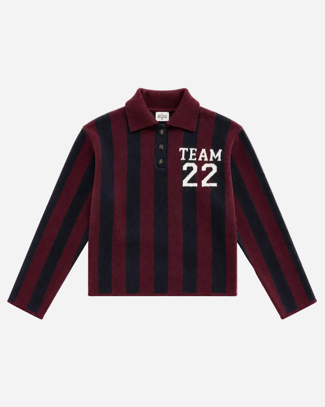 Striped Polo Sweater Burgundy/Navy | SEISHIKI STUDIO