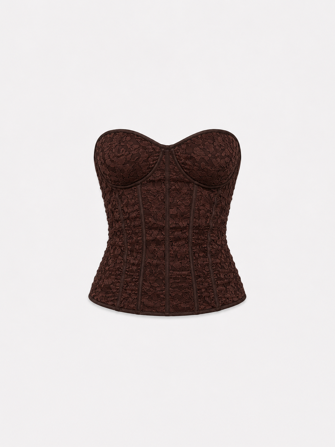 SEISHIKI STUDIO Shiny lace corset top brown