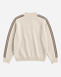 Retro Striped Knit Zip-Up White – SEISHIKI STUDIO