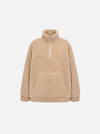 Beige Oversized Teddy Quarter Zip Sweater – Fluffy Cozy Pullover | Seishiki Studio