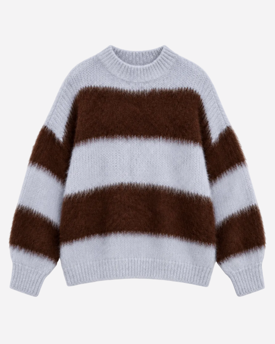 Fluffy Striped Sweater Blue and Brown | SEISHIKI STUDIO