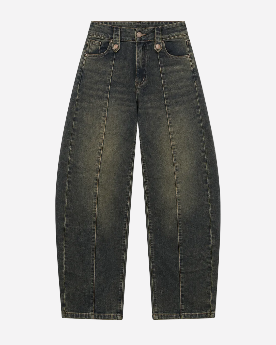 INSEAM 75CM - STRETCHY ACID wash front seam wide leg jeans | SEISHIKI STUDIO