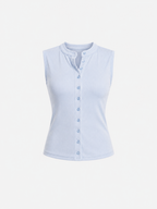 SEISHIKI STUDIO Soft Touch Button Top Pastel Blue