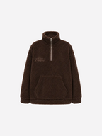 Brown Oversized Teddy Quarter Zip Sweater – Fluffy Cozy Pullover | Seishiki Studio