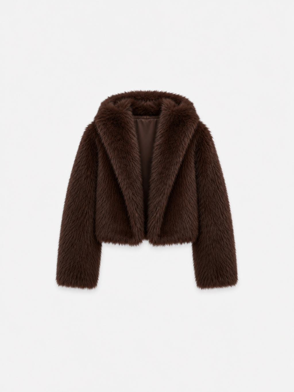 FLUFFY short faux fur jacket with hood brown | SEISHIKI STUDIO