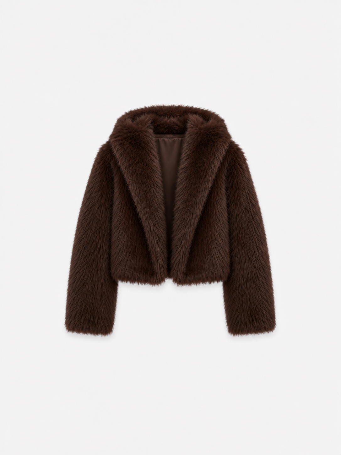 FLUFFY short faux fur jacket with hood brown | SEISHIKI STUDIO