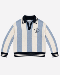 Varsity Stripe Polo Sweater Blue – SEISHIKI STUDIO