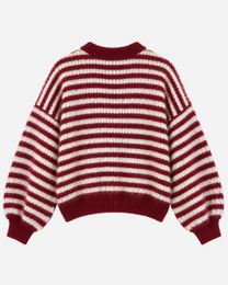 Stretchy Oversized Sleeve Striped Sweater Burgundy – SEISHIKI STUDIO