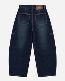 INSEAM 78CM - DARK WASH CONTRAST SEAMS BALLOON JEANS WITH BROWN PATCH | SEISHIKI STUDIO