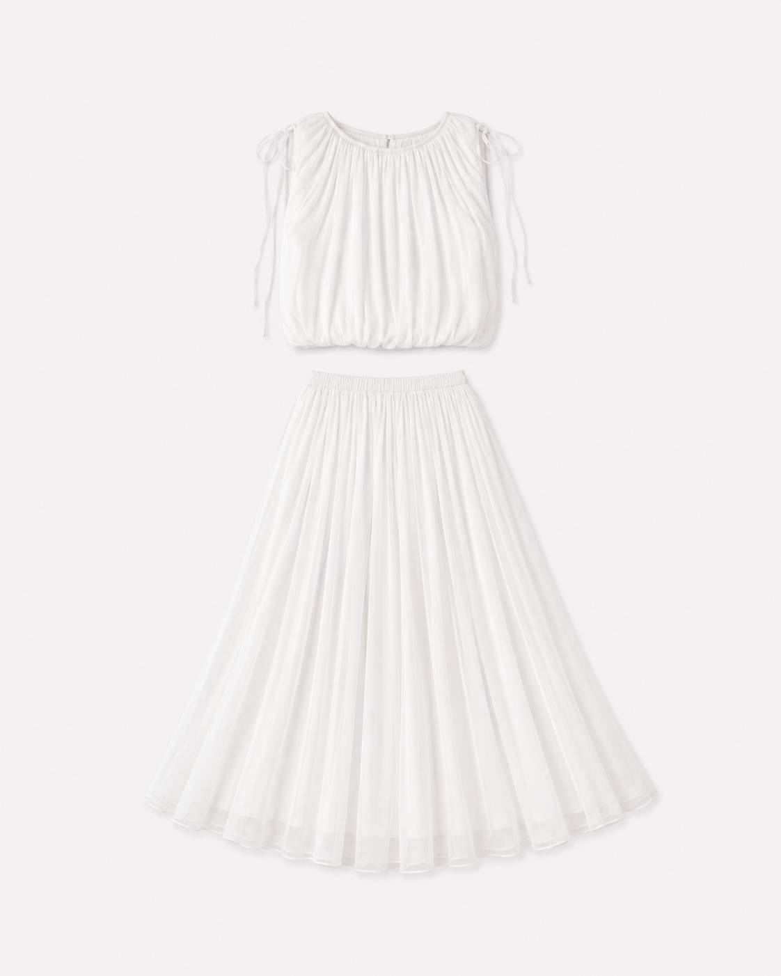 Gathered Crop Top &amp; Maxi Skirt Set White | SEISHIKI STUDIO