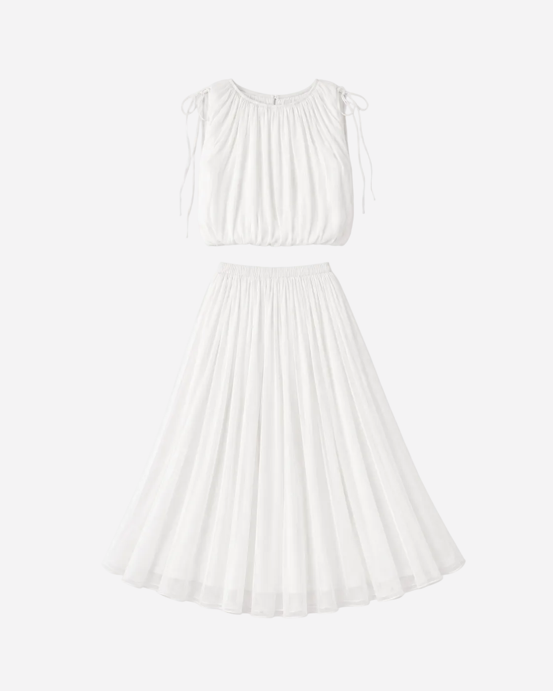 Gathered Crop Top &amp; Maxi Skirt Set White | SEISHIKI STUDIO