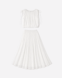 Gathered Crop Top &amp; Maxi Skirt Set White | SEISHIKI STUDIO