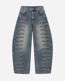 INSEAM 81CM - RIVET DETAIL WIDE LEG JEANS | SEISHIKI STUDIO