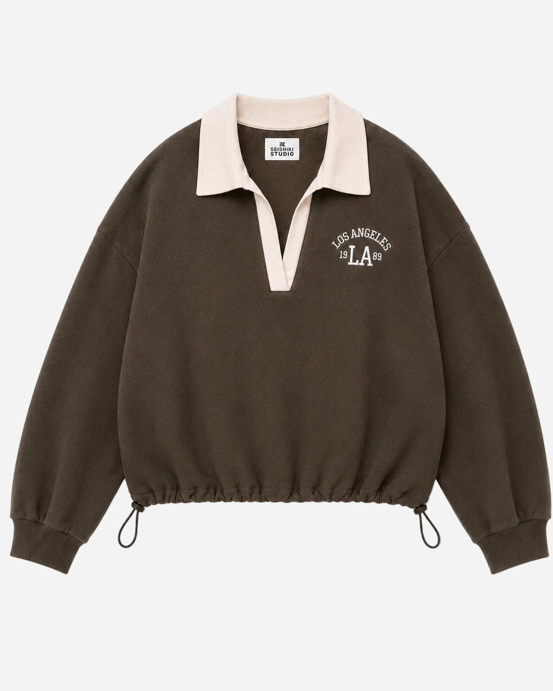 LA Varsity Polo Sweatshirt Green/Brown | SEISHIKI STUDIO