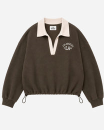 LA Varsity Polo Sweatshirt Green/Brown | SEISHIKI STUDIO