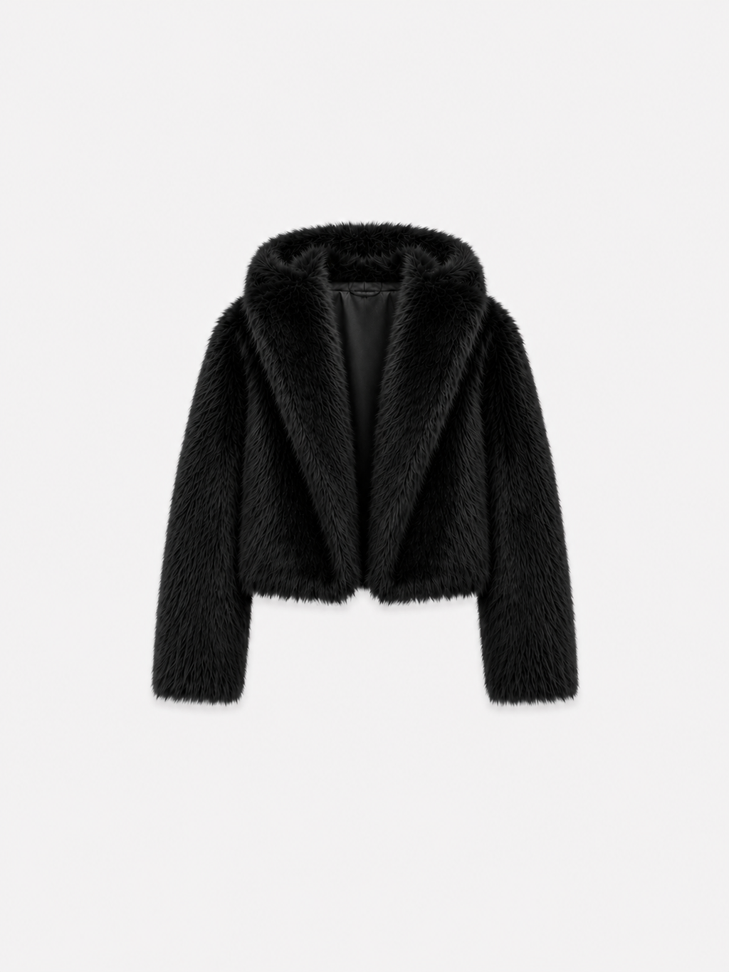 FLUFFY short faux fur jacket with hood black | SEISHIKI STUDIO