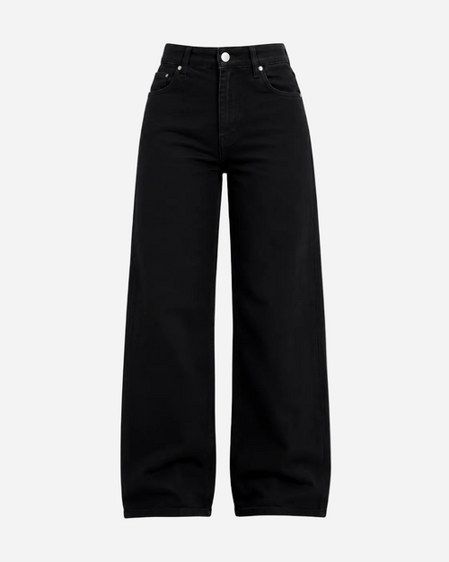 Inseam 78cm – #002 Baggy Straight Leg Stretchy Jeans Black – Curvy Fit