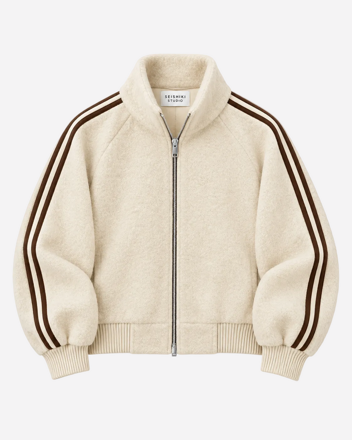 Striped Teddy Jacket Cream | SEISHIKI STUDIO