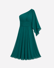 Curvy One Shoulder Pleated Midi Dress Green | SEISHIKI STUDIO